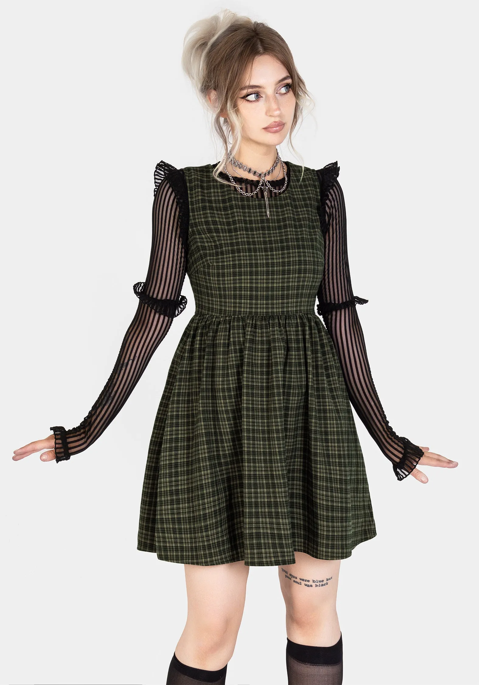Free Shape Essential Piece Sabine Check Mini Skater Dress