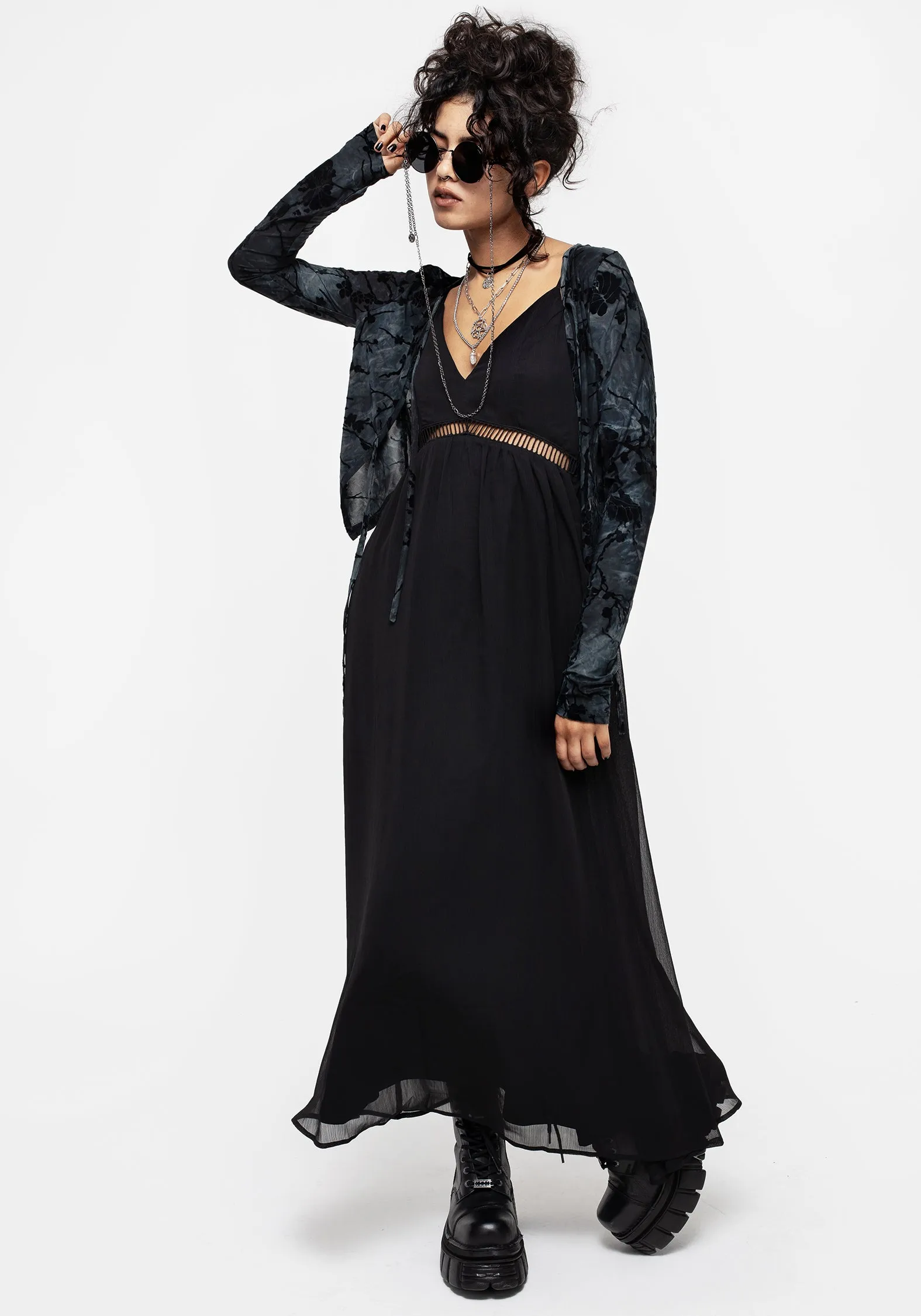 Airy Feel Metallic Finish Sable Cami Maxi Dress