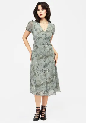 Perfect Shape Relaxed-fit mid-length dress Sapphira Dragon Print Chiffon Button Up Midi Dress