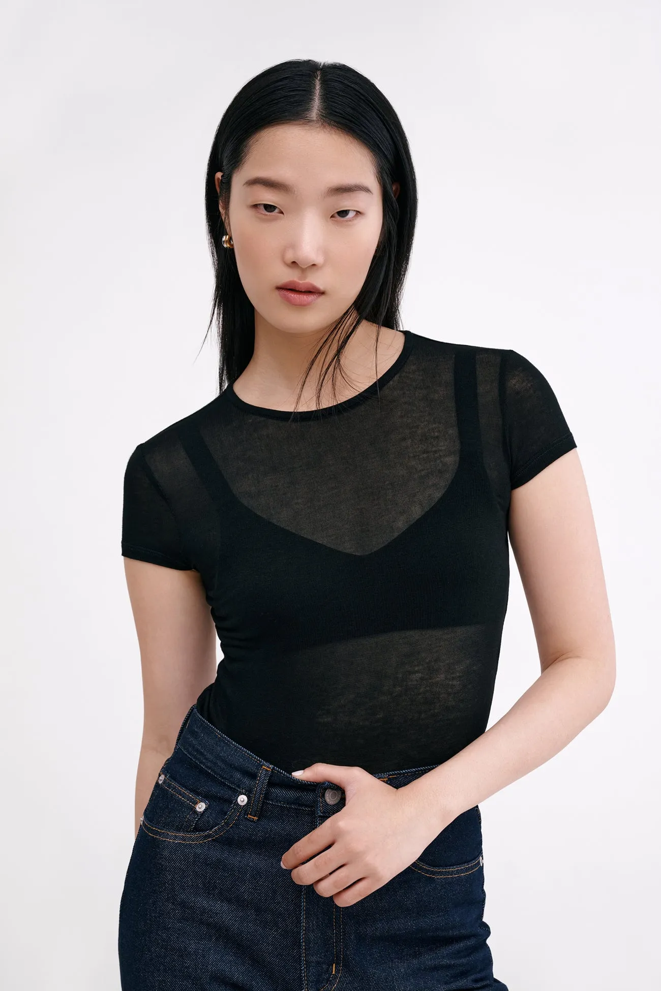 Sara Tee Textured Weave Pattern