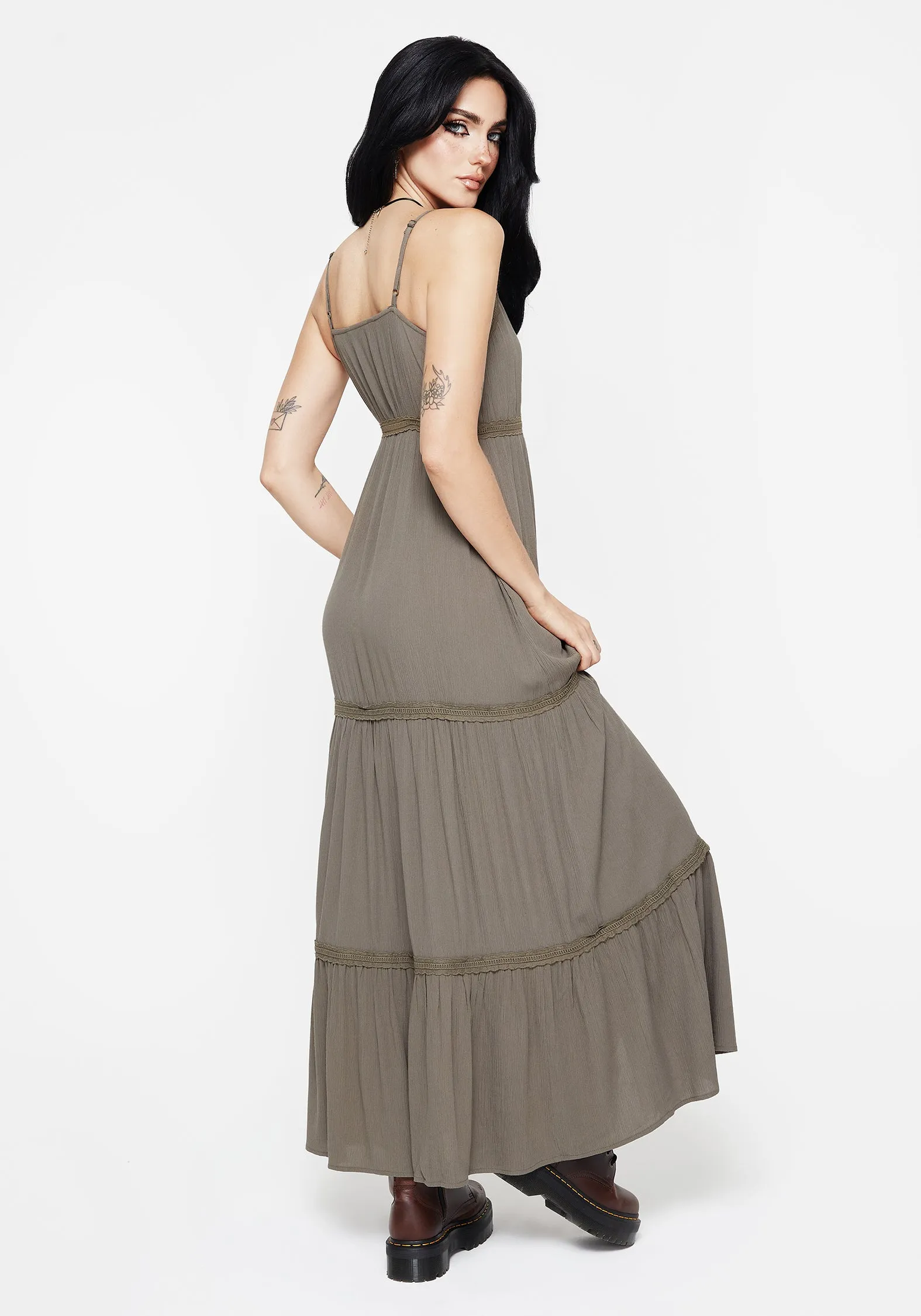 Sara Tiered Lace Maxi Cami Dress Feminine layered dress