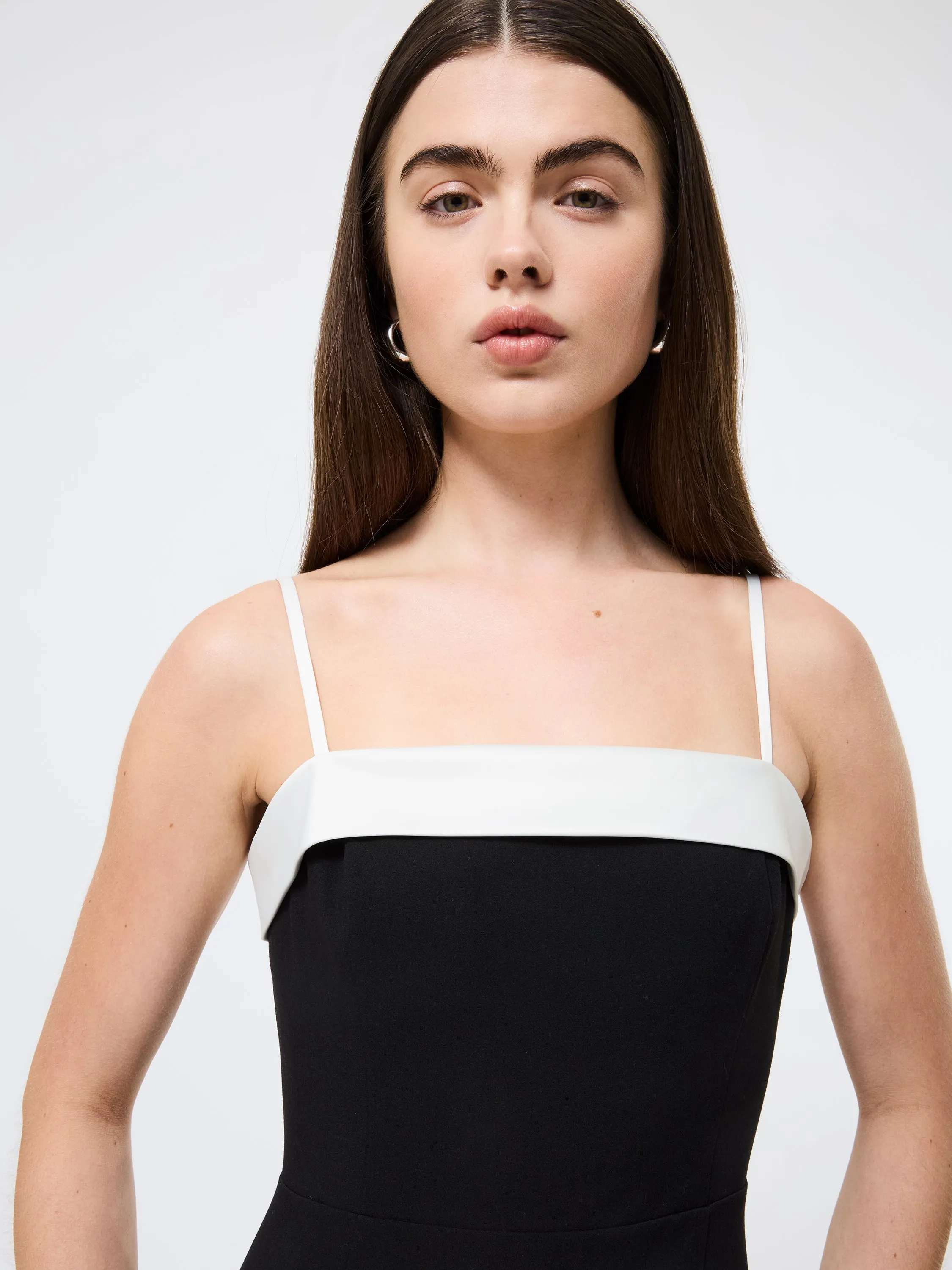 Satin Contrast Foldover Mini Dress Sleek Comfort