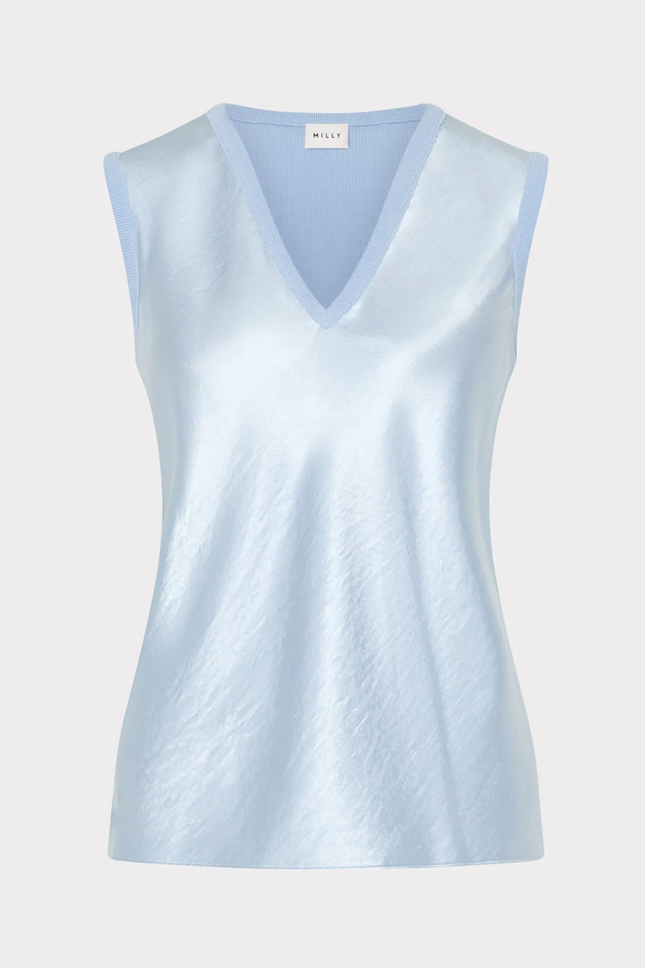 Hygroscopic Inner Layer SeamlessSidePanels Satin Knit Combination V-Neck Top