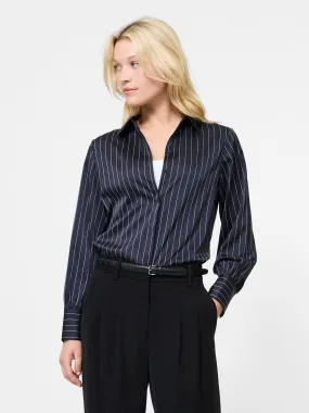 YarnDyed Stripes CollapsibleFrame Satin Pinstripe Shirt