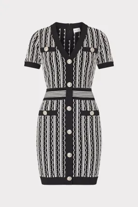 Minimal Mood All-Day Wear Scallop Textured V-Neck Knit Mini Dress