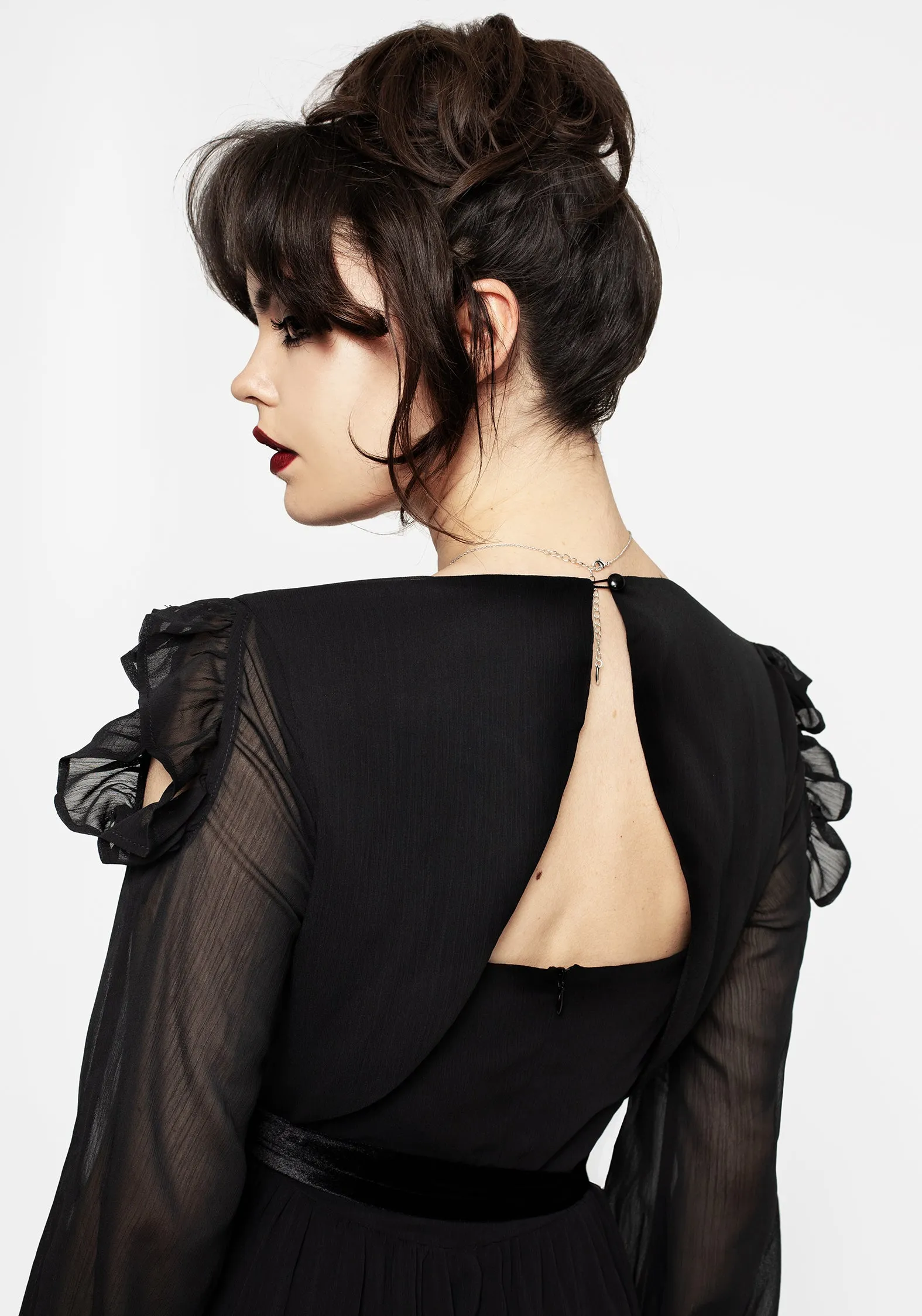 Metallic-Shine Scorn Cold Shoulder Maxi Dress