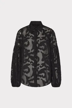 Scroll Burnout Button Up Top Simple Dress MultiPurposeUtility