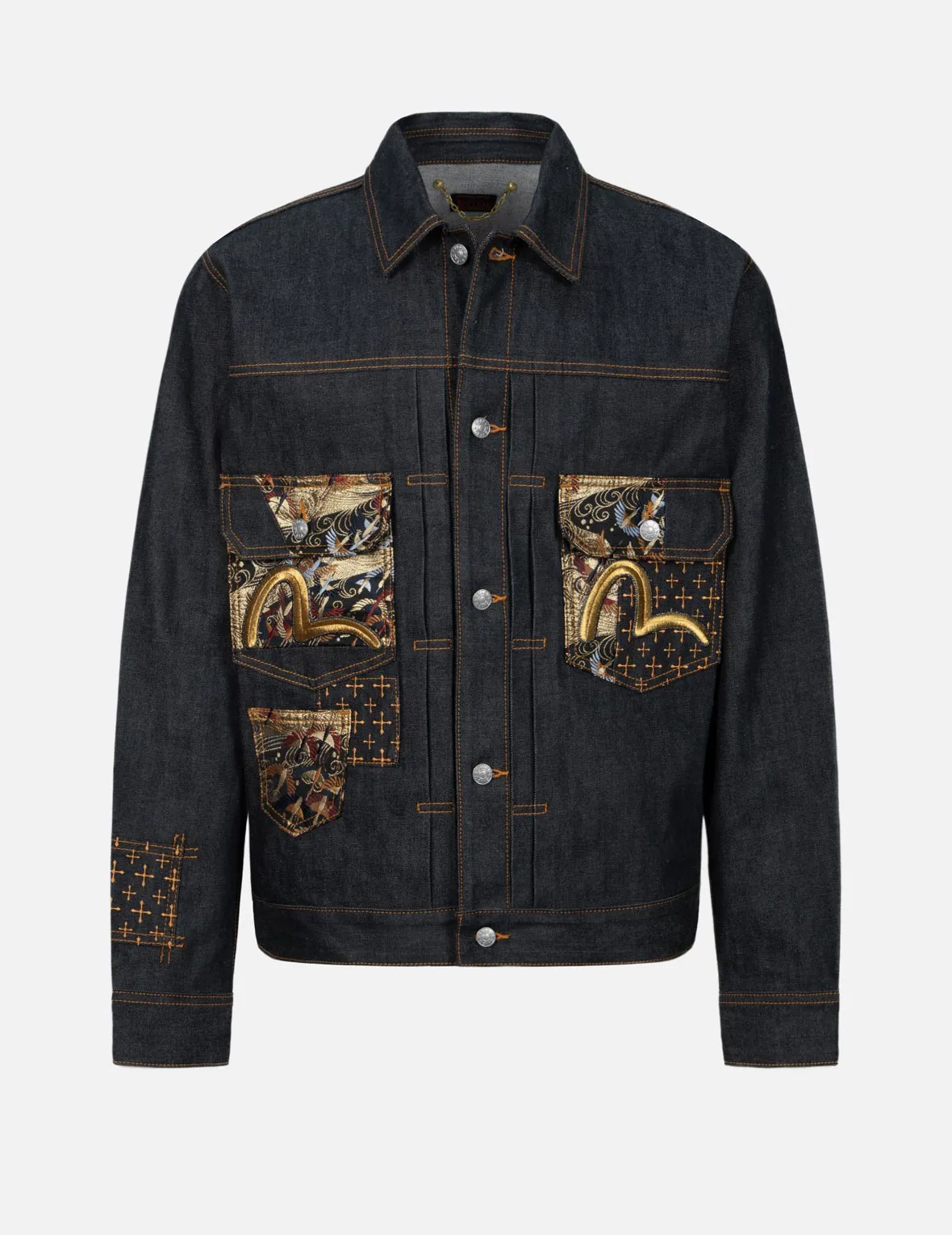Buttery Soft Handfeel Seagull Embroidery and Brocade Pocket Relax Fit Denim Jacket