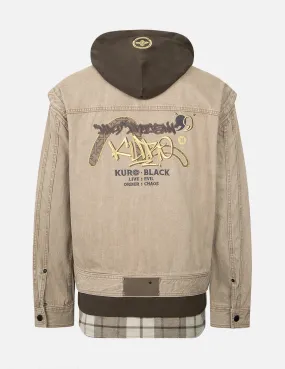 MultiPocket Configuration Anti Pilling Finish Seagull Inserted Mock 3-in-1 Denim Jacket