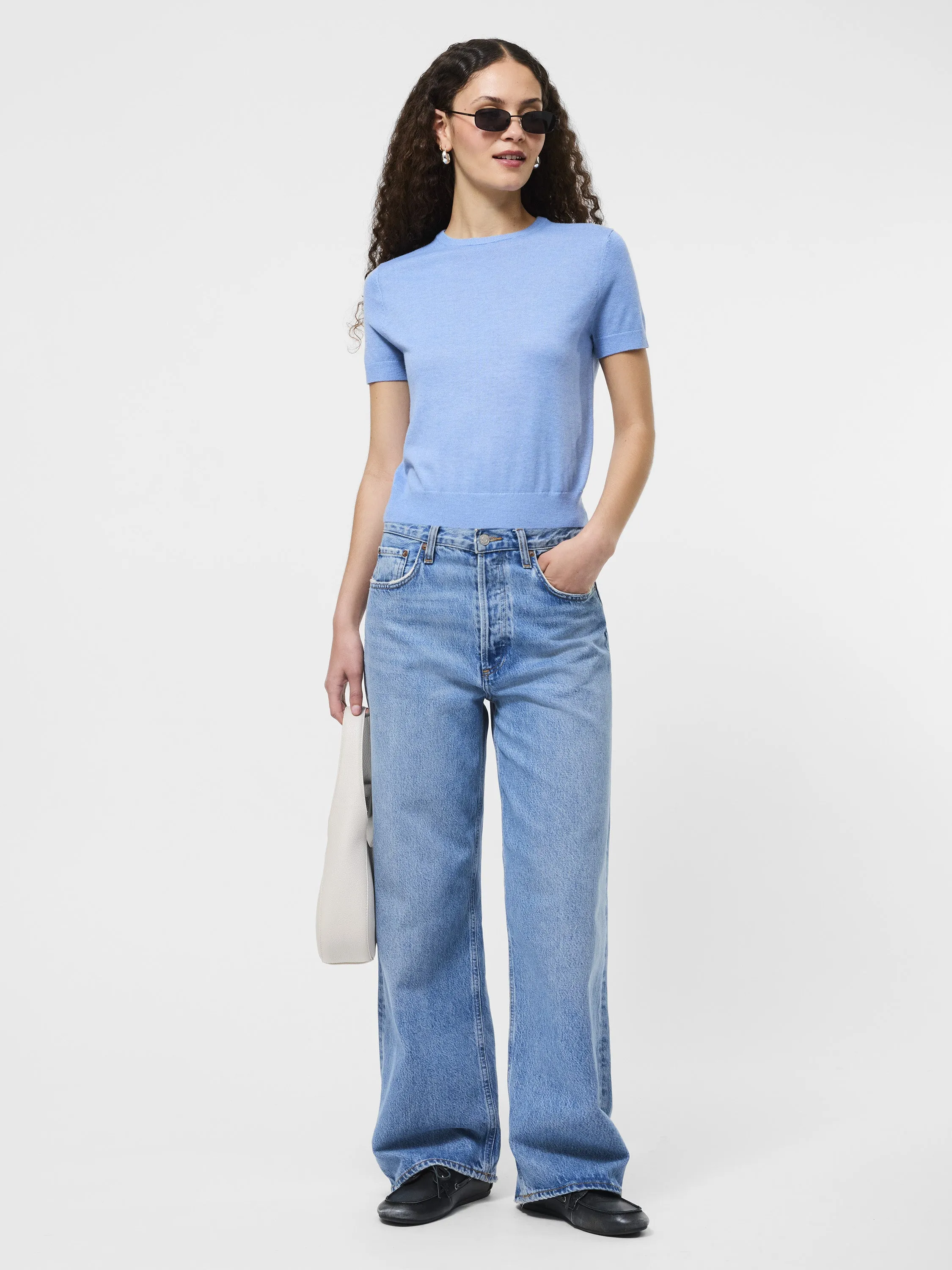 Cozy Lining Seasonless Style Nola Fine Knit Short Sleeve Sweater