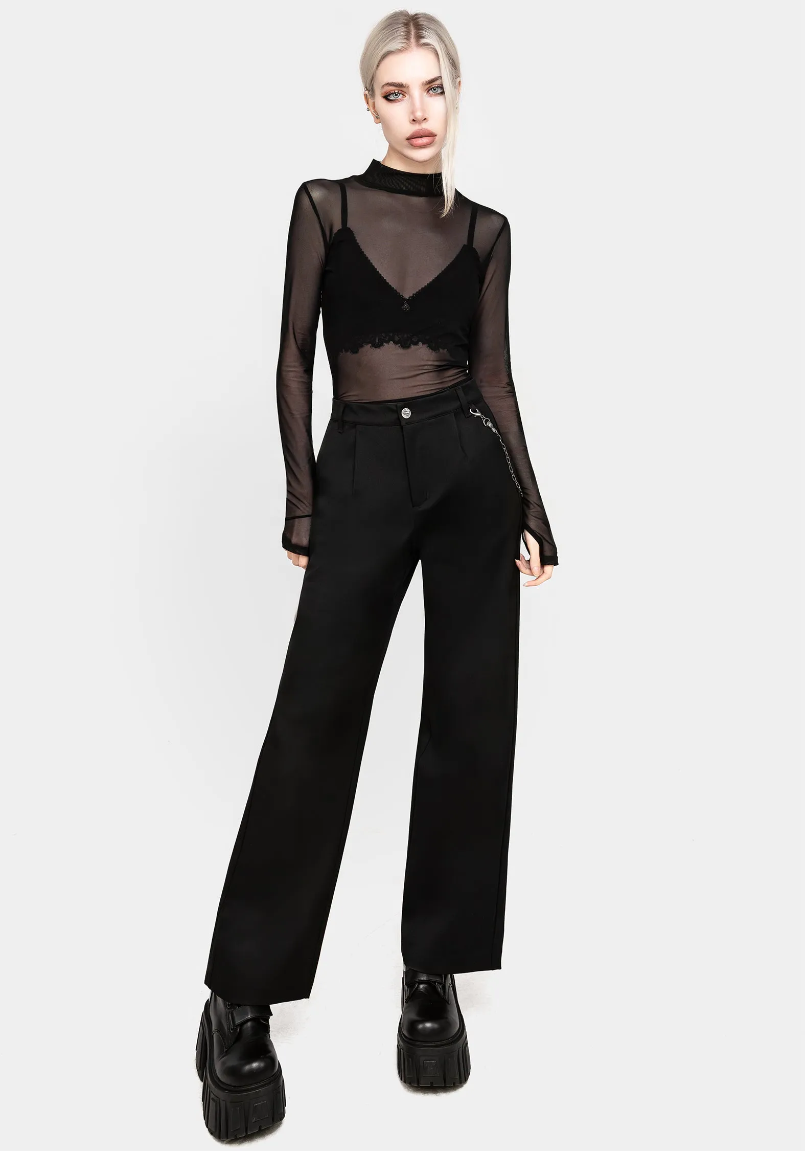 Carpal Chain Straight Leg Trousers Tear Resistant Fabric Daywear