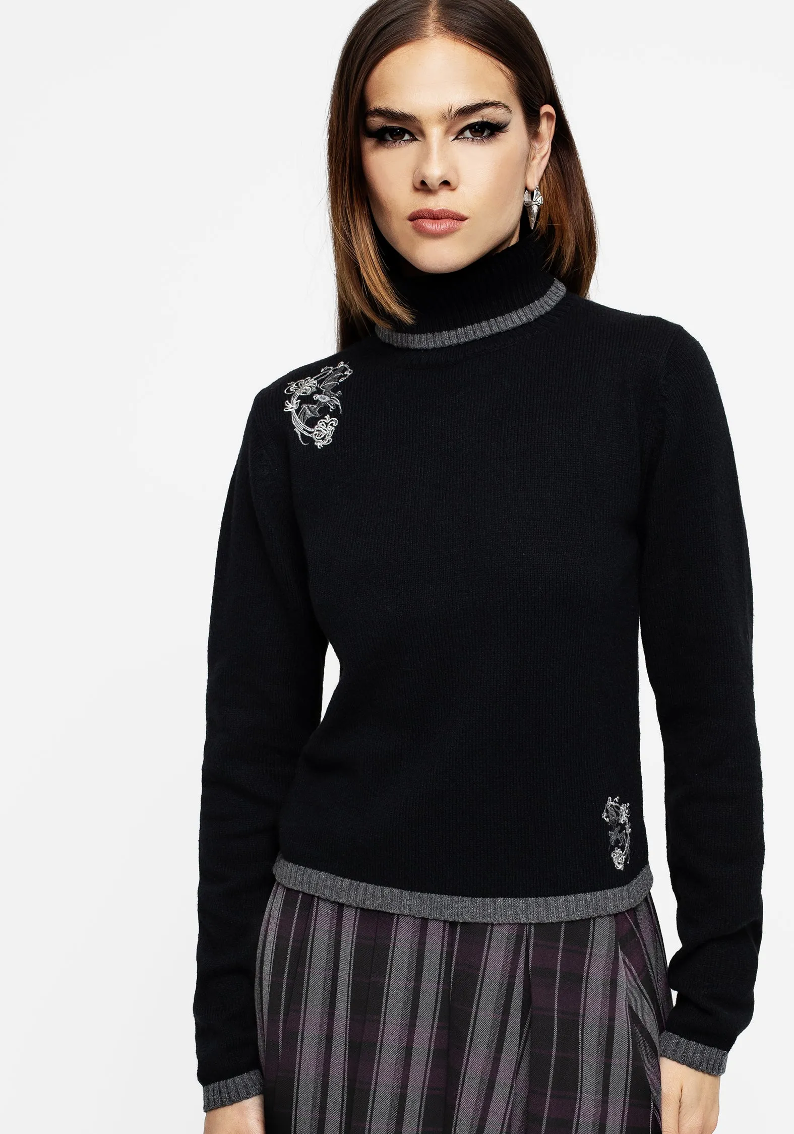 Travel Outfit Eco Conscious Manufacturing Vampyrum Bat Embroidered Knit Jumper