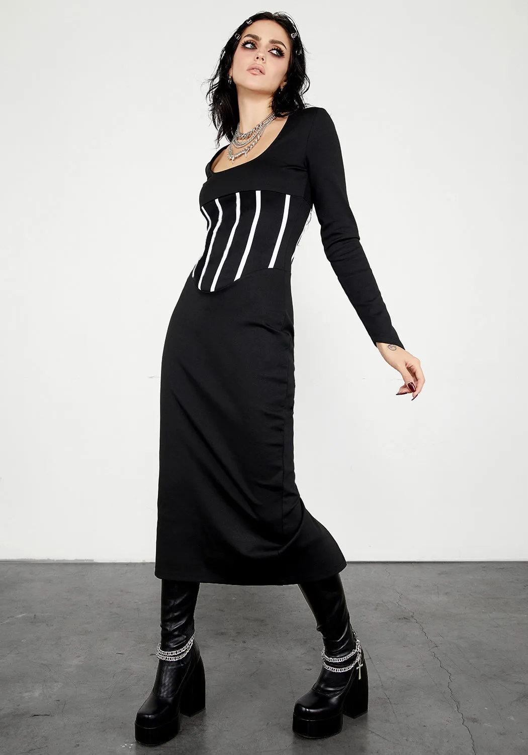 Smile Soft Off-Shoulder Seance Corset Jersey Dress