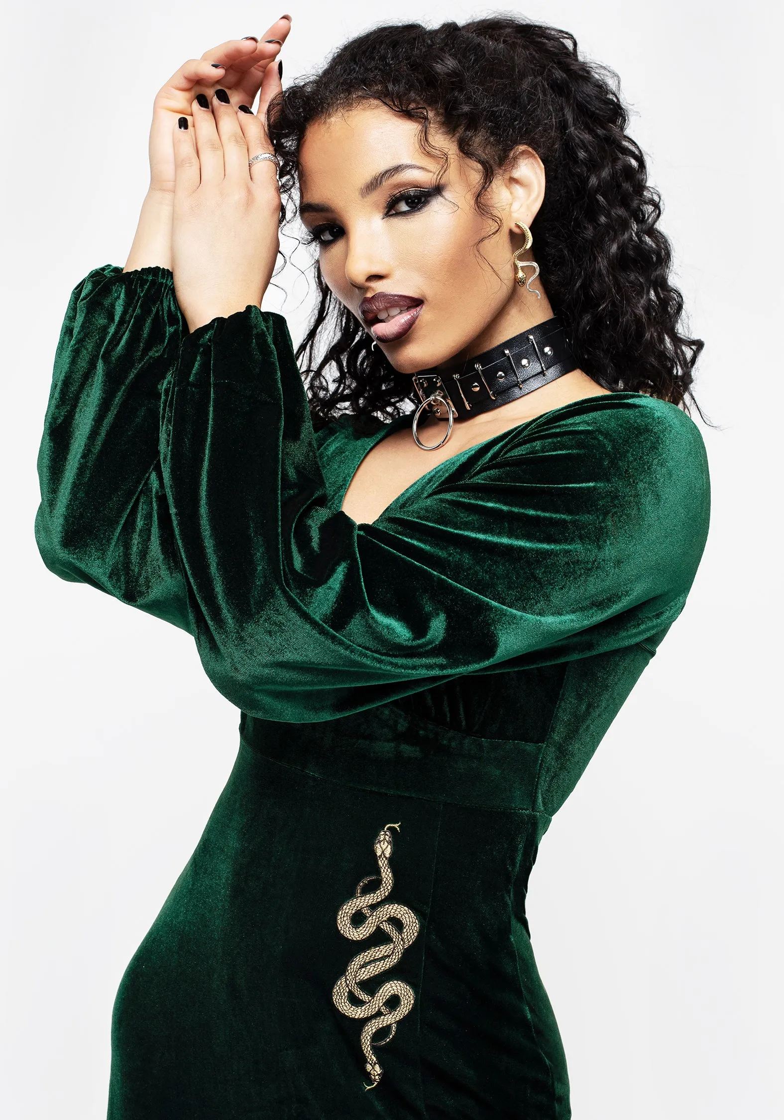 Zarina Long Sleeve Velour Maxi Dress Stunning full-length outfit