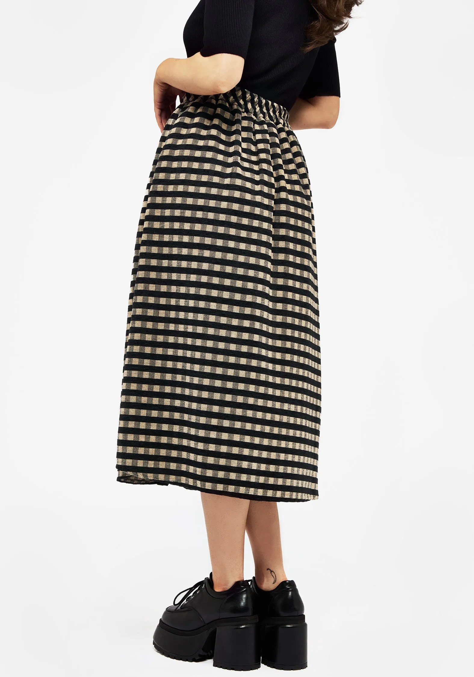 Comfort Mood Sensus Check Button Front Midi Skirt