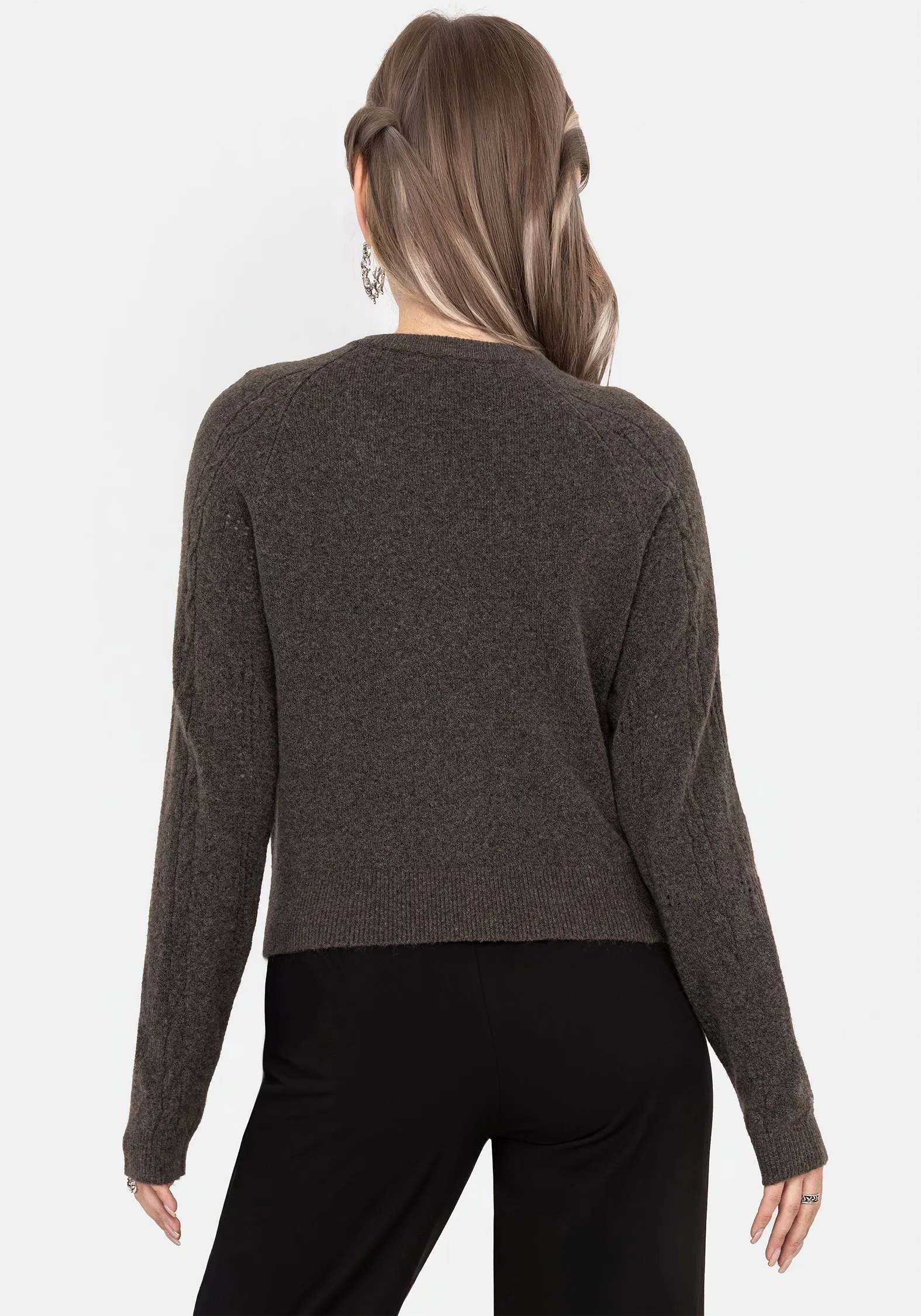 Outdoor Comfort Serena Cross Pointelle Button Down Knit Cardigan