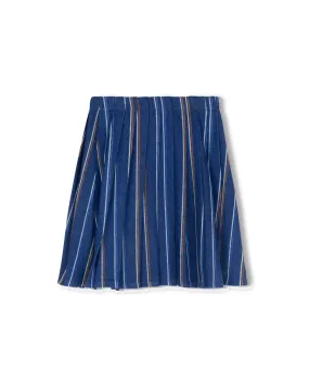 Shaft Denim Striped Pleated Skirt Modern Wardrobe Chic Attire