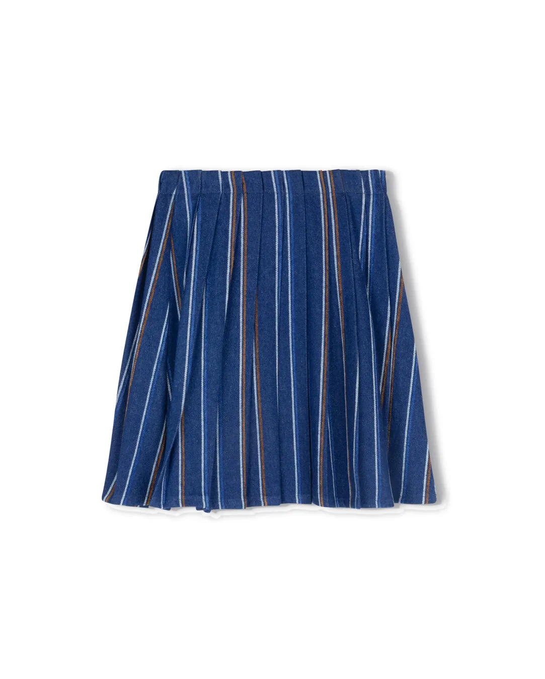 Shaft Denim Striped Pleated Skirt Cozy Feel lace accents
