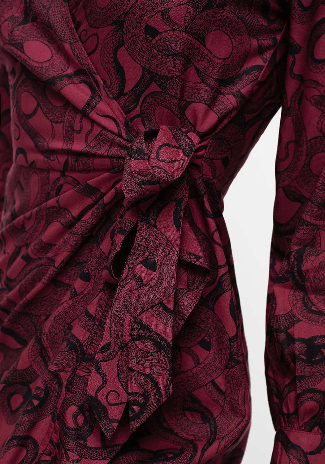 Ophidia Snakes Print Wrap Maxi Dress - Red Basic essential