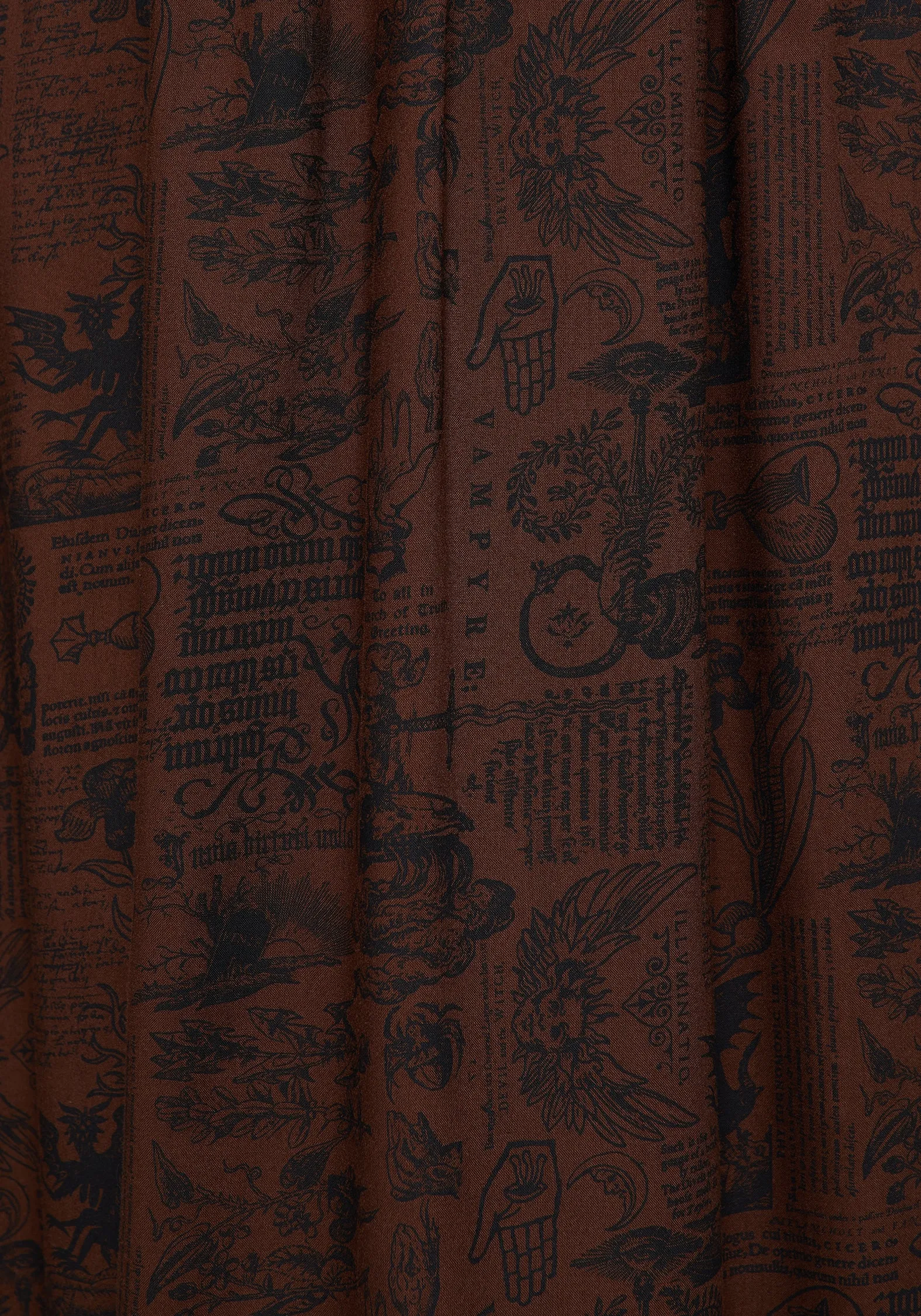 Flow Look Polished Touch Daemonologie Woodcut Print Midaxi Skirt