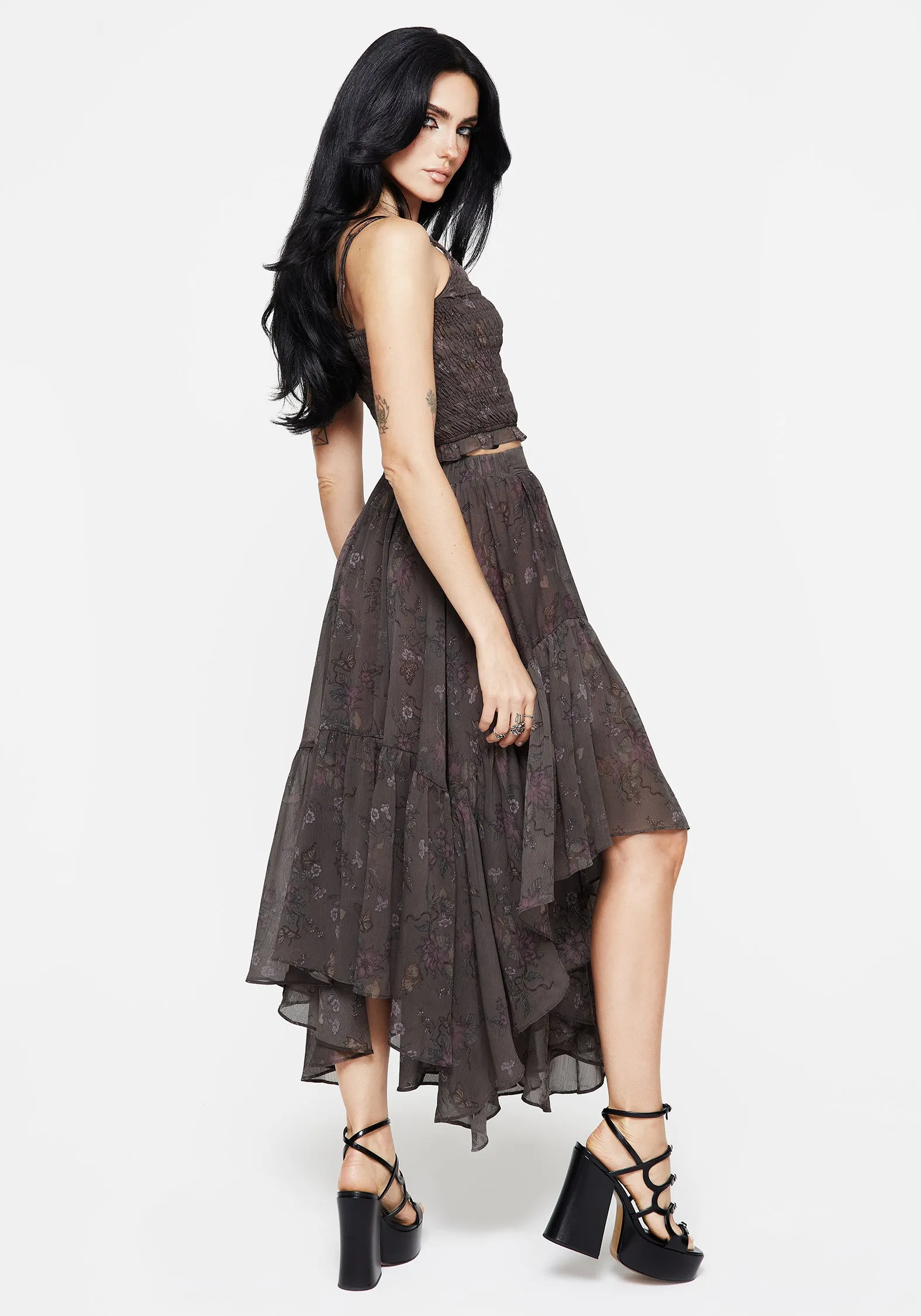 Arnora Chiffon Handkerchief Hem Midaxi Skirt A Line Cut Lightweight