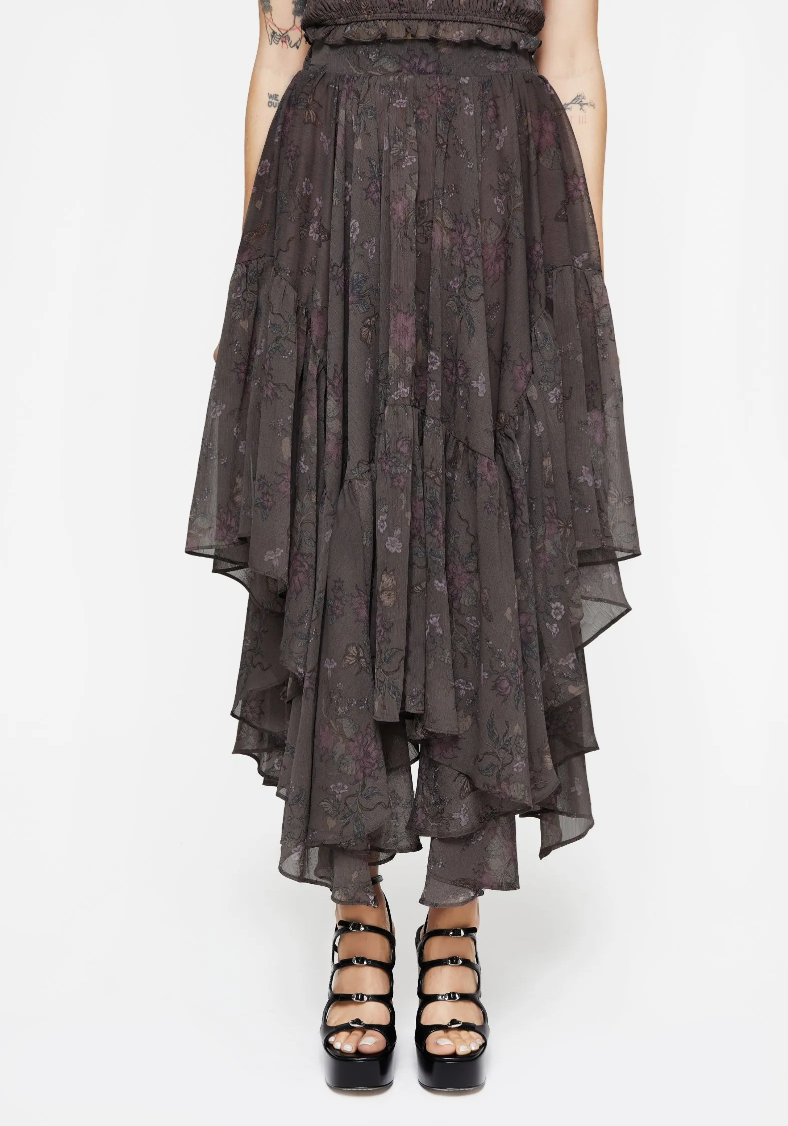 Comfy Wear Arnora Chiffon Handkerchief Hem Midaxi Skirt