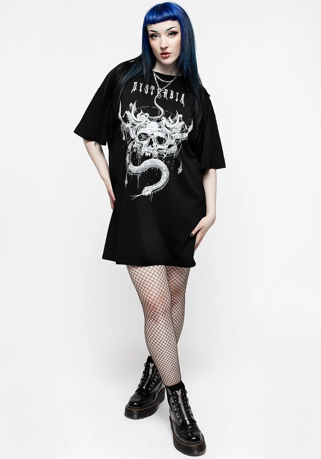 Chic Silhouette Temptation Snakes Oversized Tee Dress