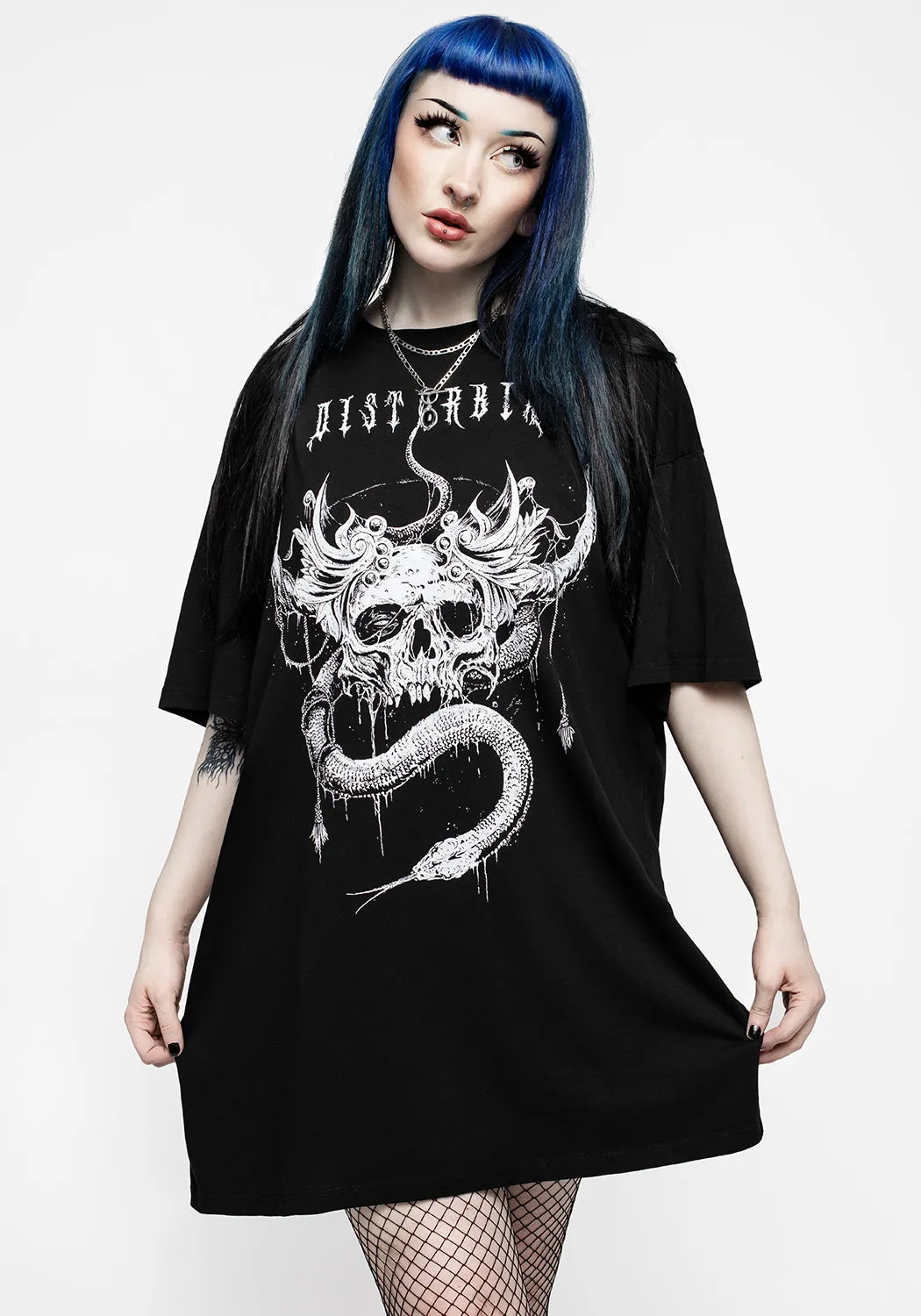 Temptation Snakes Oversized Tee Dress Effortless Style