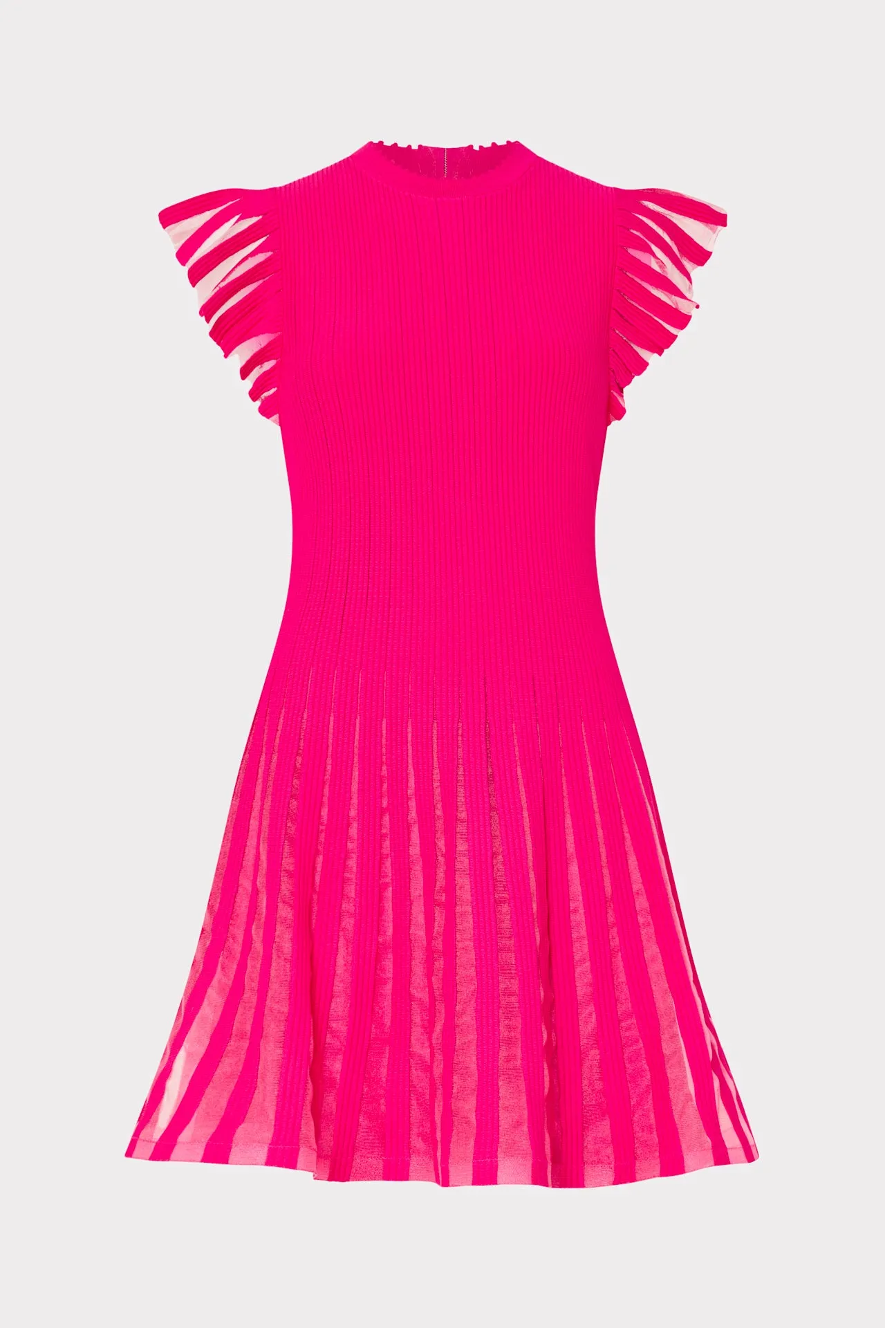 Sheer Flutter Sleeve Knit Mini Dress Feminine Layers