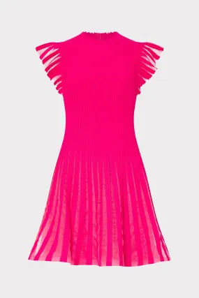 Sheer Flutter Sleeve Knit Mini Dress Feminine Layers