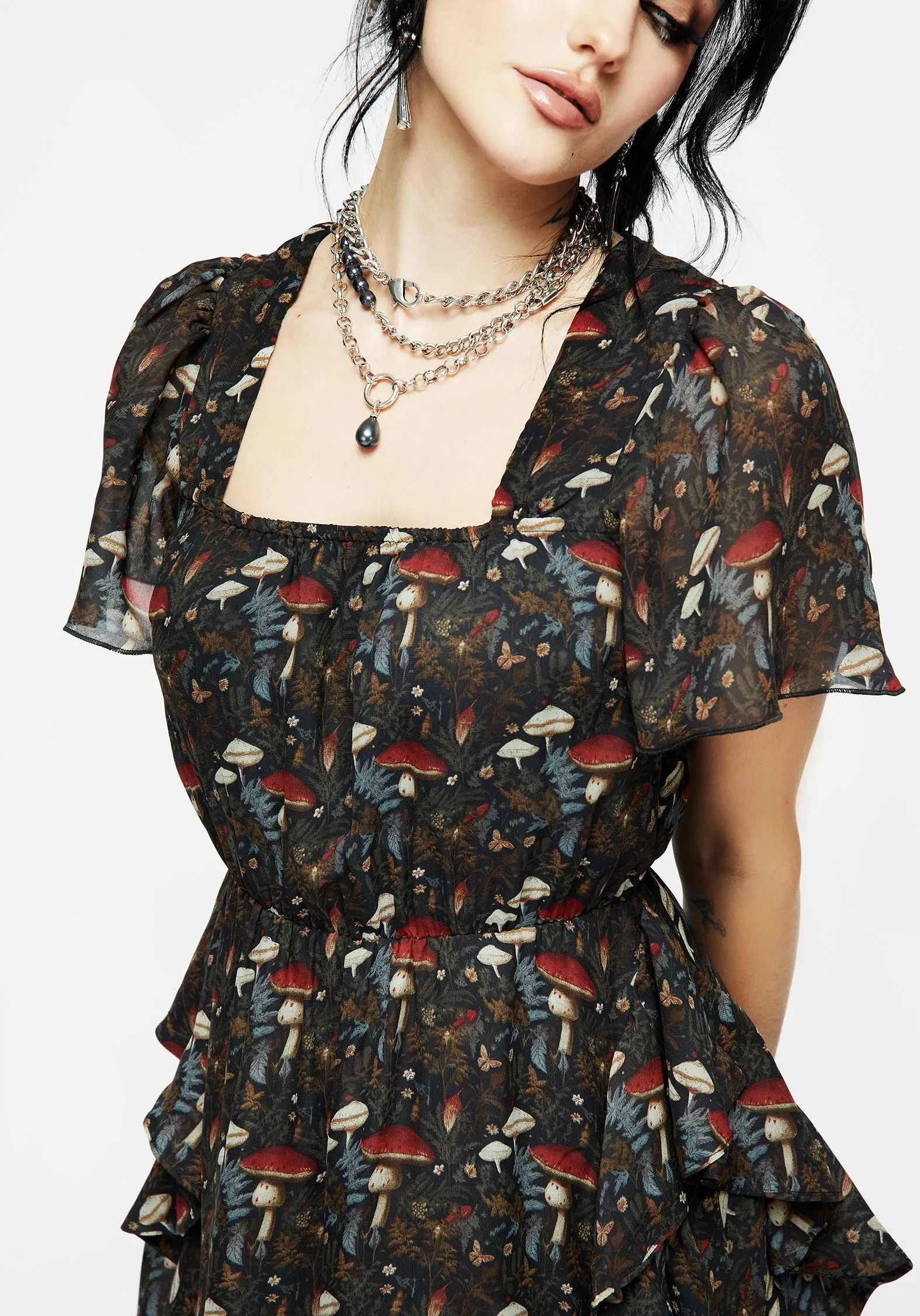 Amanita Chiffon Handkerchief Hem Midaxi Dress City Casual