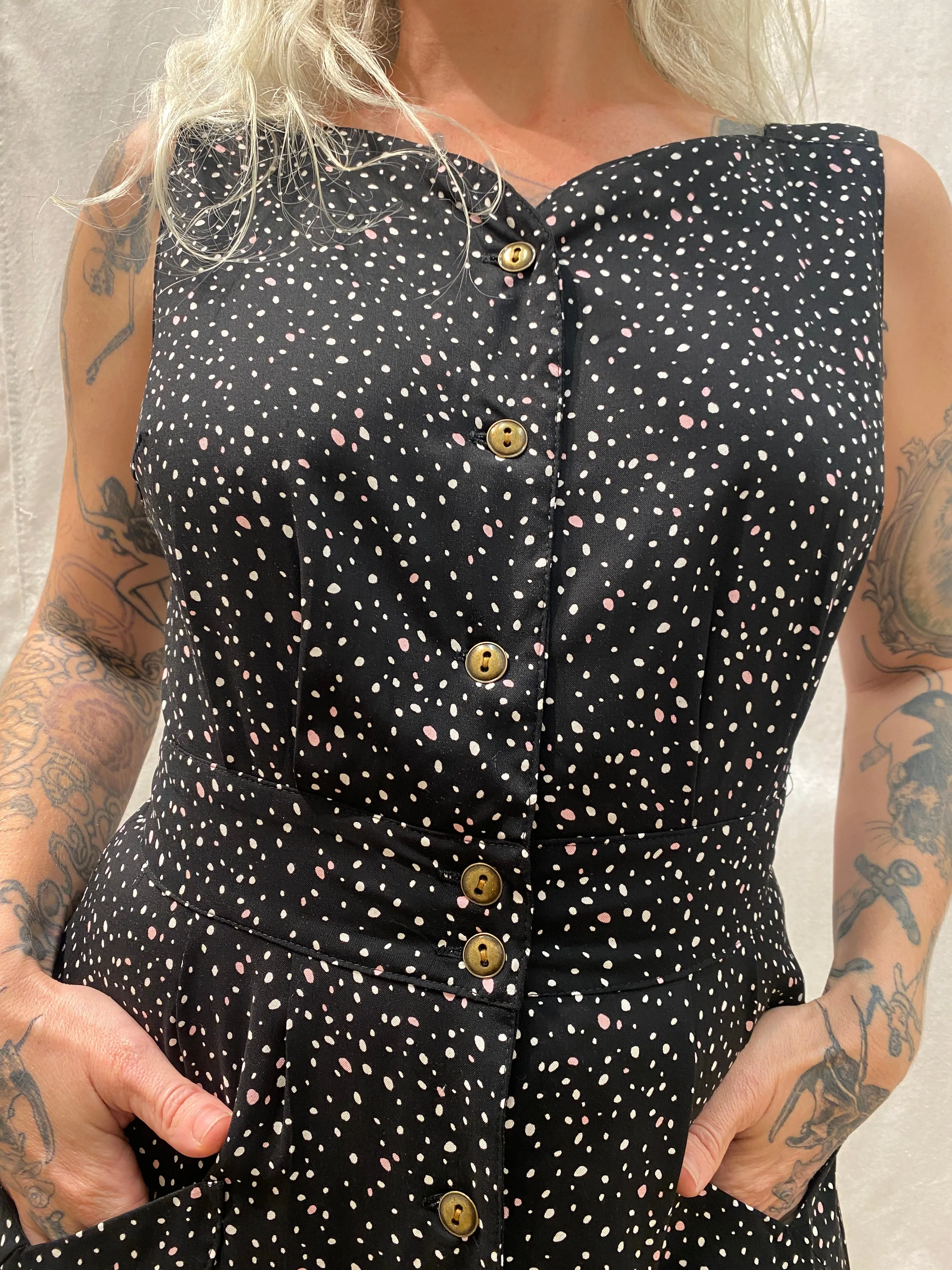 Sheet Dress in Black Dot Modern and Feminine