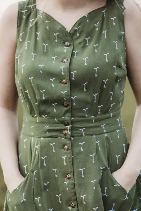 Cold-Shoulder Soft Layers Sheet Dress in Green Sprout