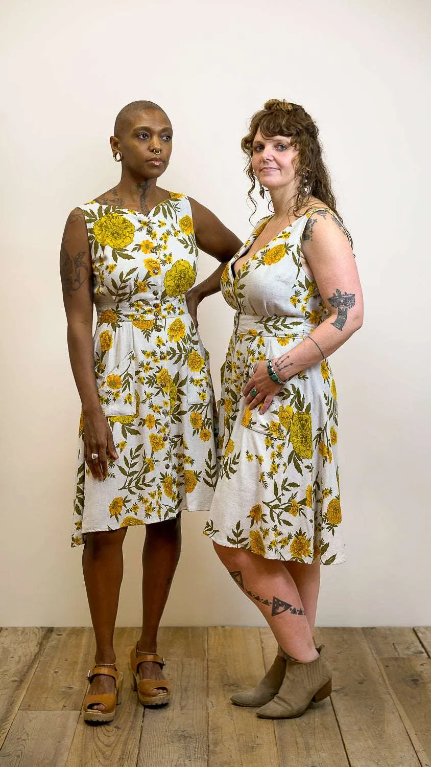 Trendy Look Sheet Dress in Oat Marigold Linen