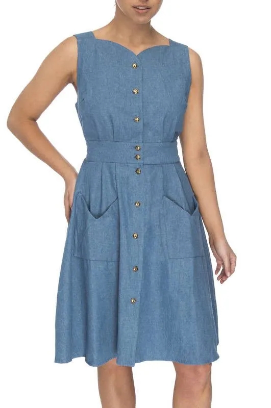 Sheet Dress in Washed Denim Sleek Volume