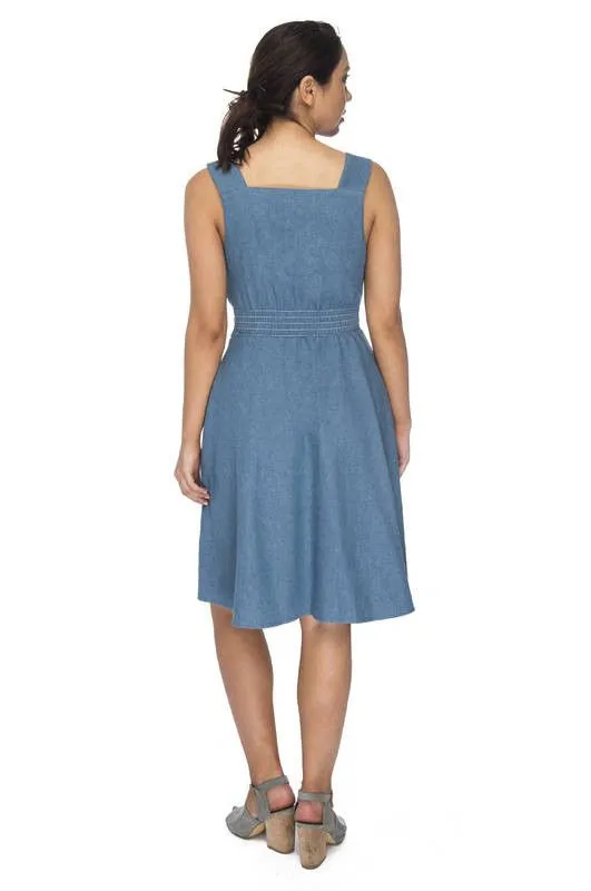 Sheet Dress in Washed Denim Smooth Blend