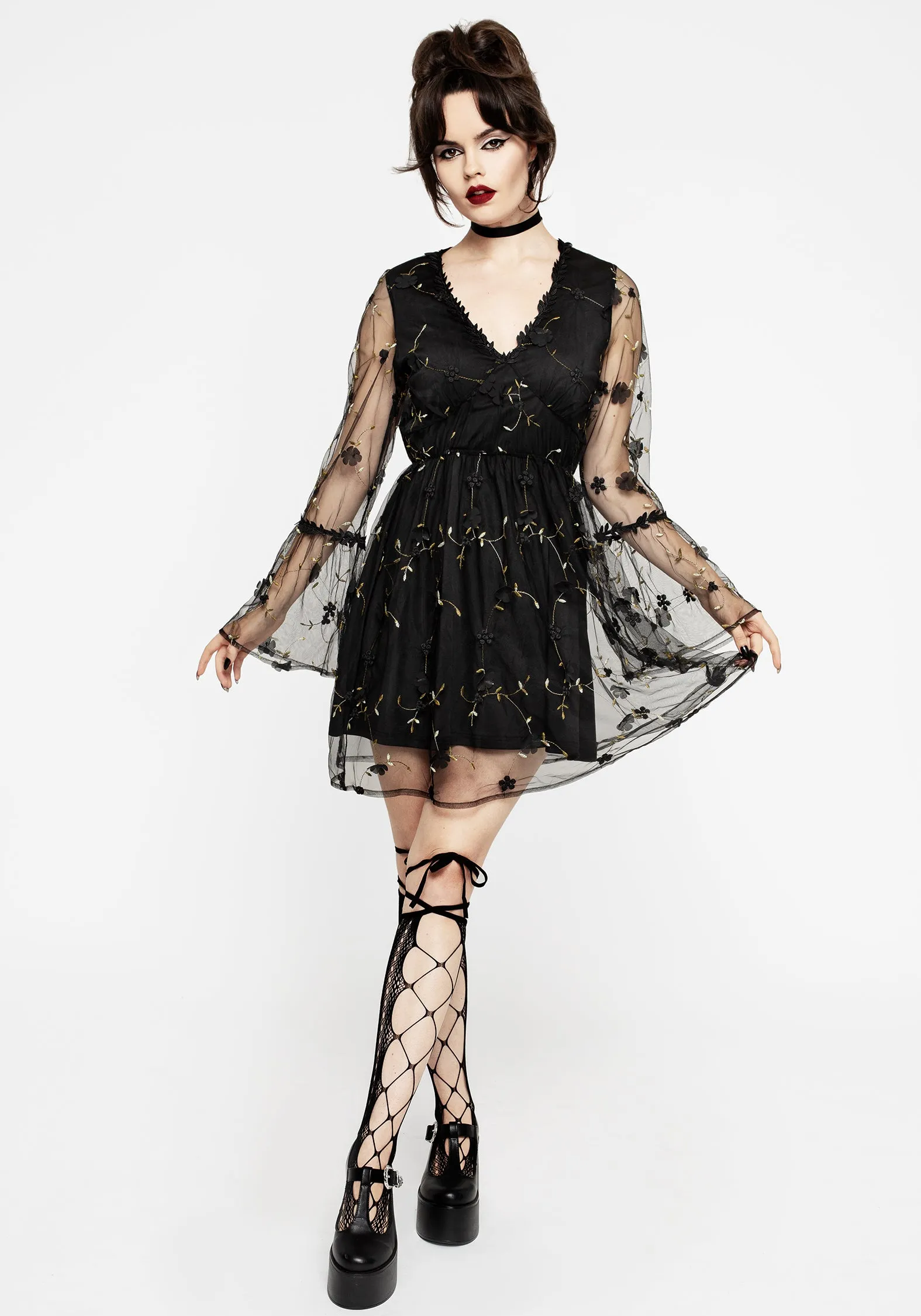 Chrysanthi Applique Mini Dress Soft Finish Sleek Design