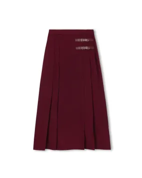 Knitted Fabric music concert Side Buckle Maxi Skirt