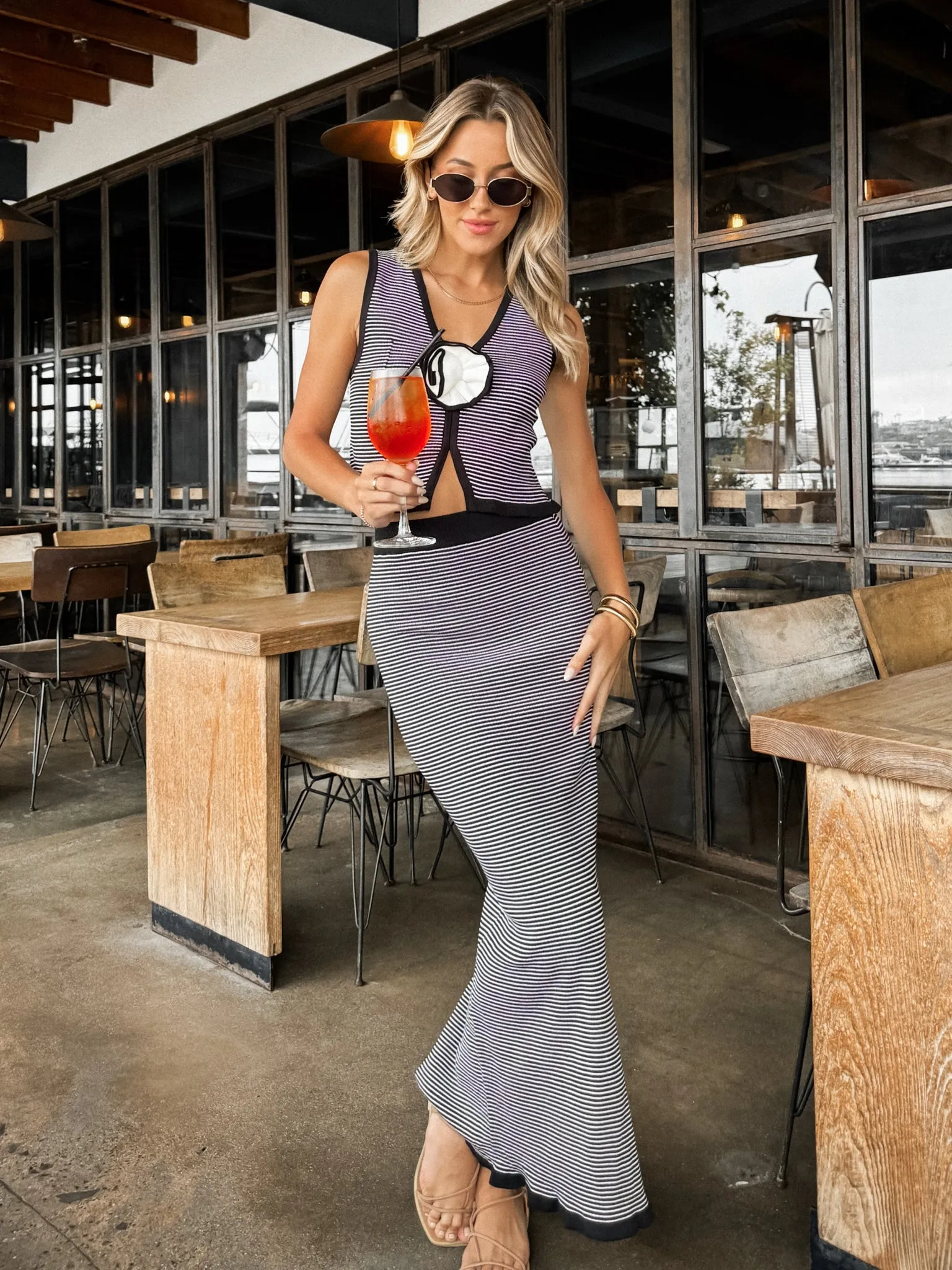 Pure Shape Easy Fit Aurora Stripe Knit Midi Skirt - Final Sale