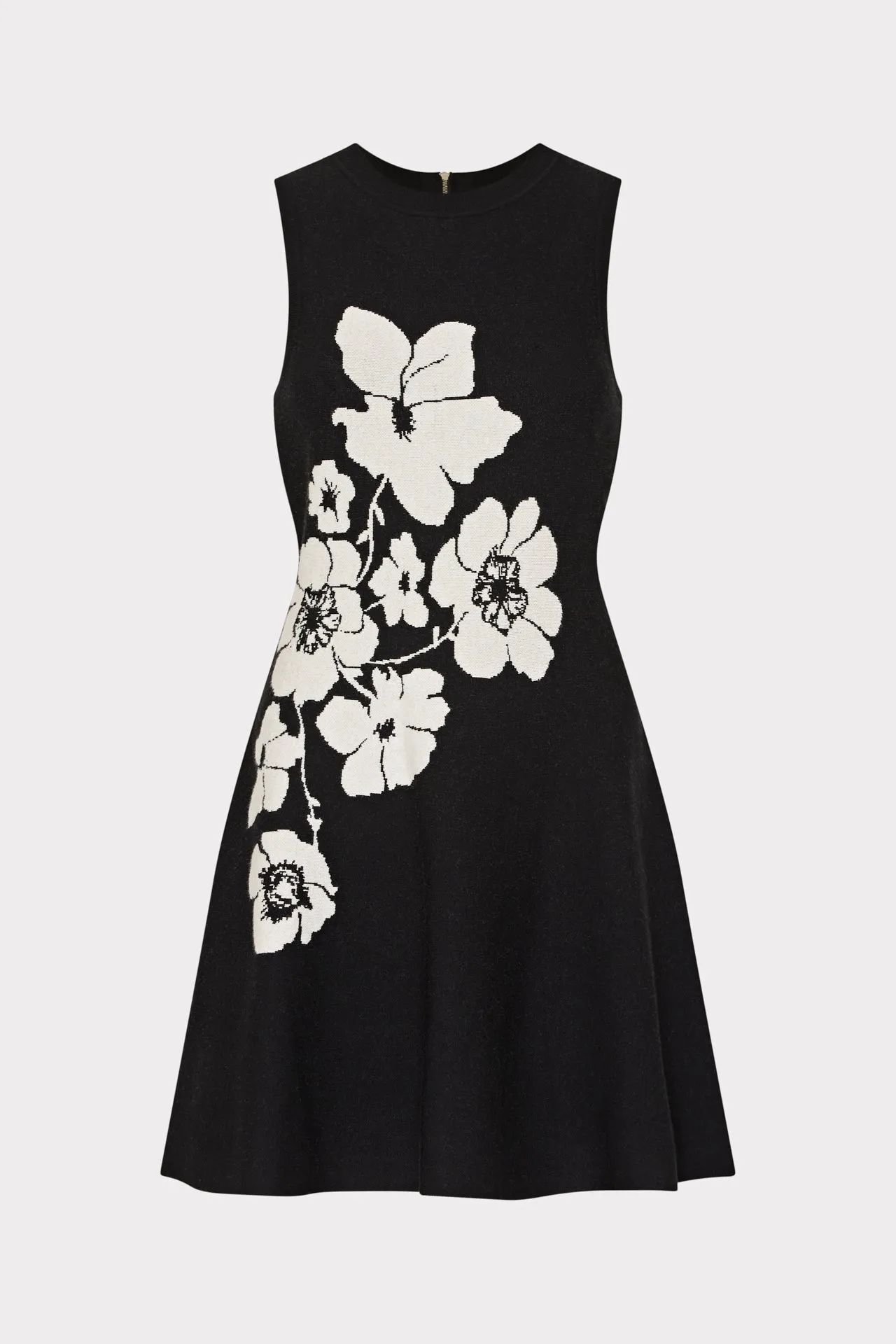 Back Detail Floral Flare Knit Mini Dress