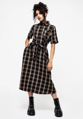Rogue Check Cotton Midi Shirt Dress City Friendly