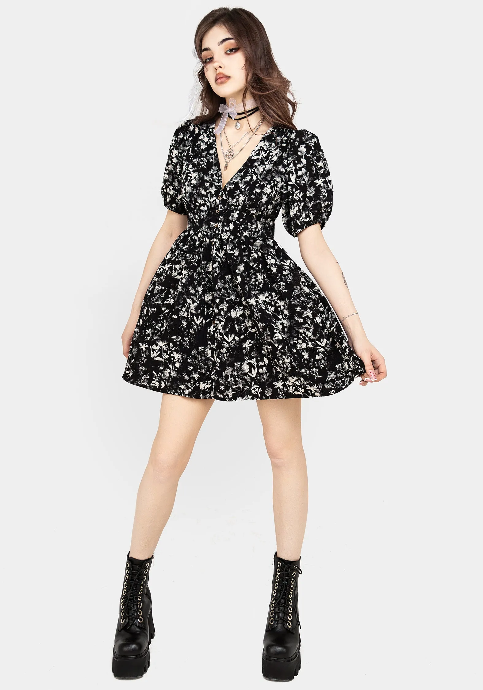 Romance Glow Playful and flirty dress Eulogy Button Front Mini Dress