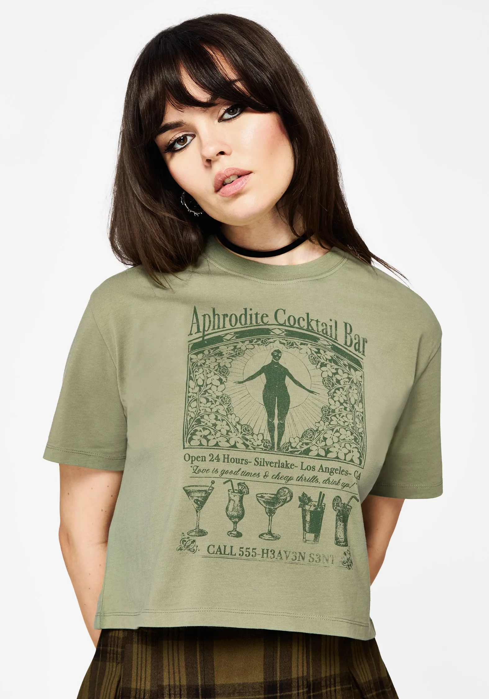 Resilient Fabric Blend Ribbed Neckline Ode Cotton Jersey Cropped T-Shirt