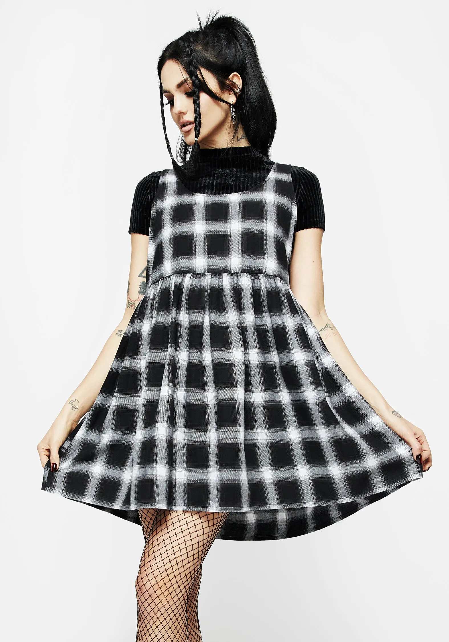 Singles Plaid Dress Chic Outfit casual outing