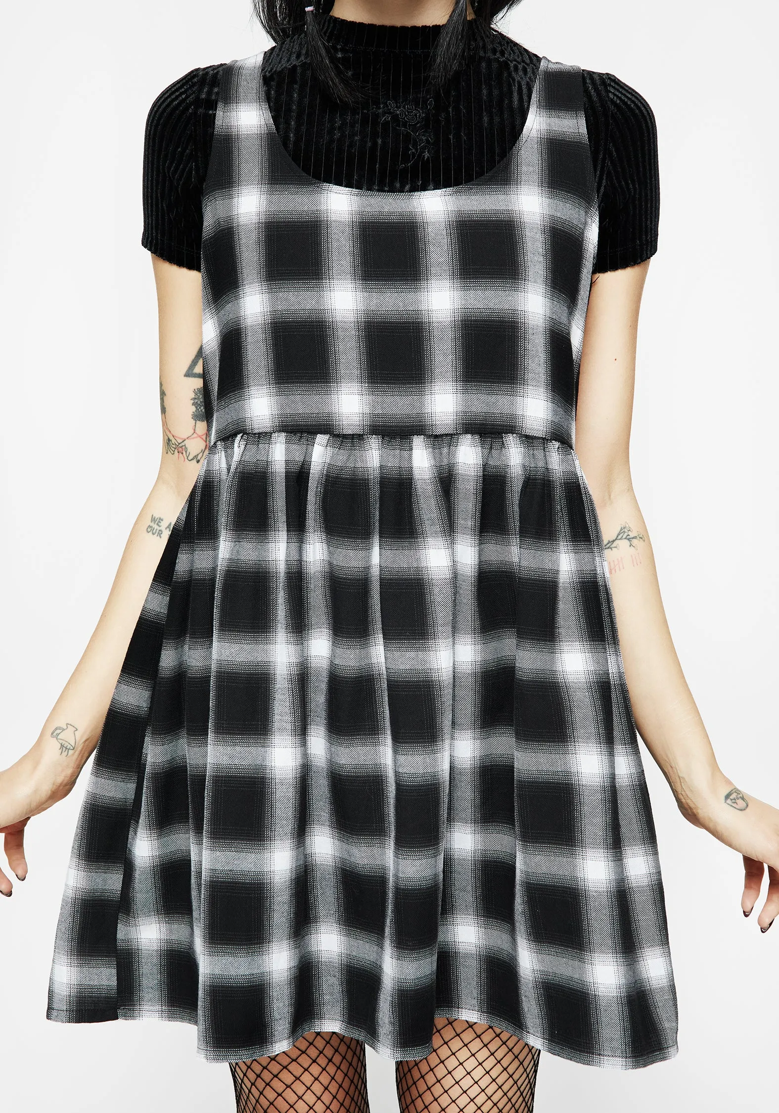 Singles Plaid Dress Gentle Look
