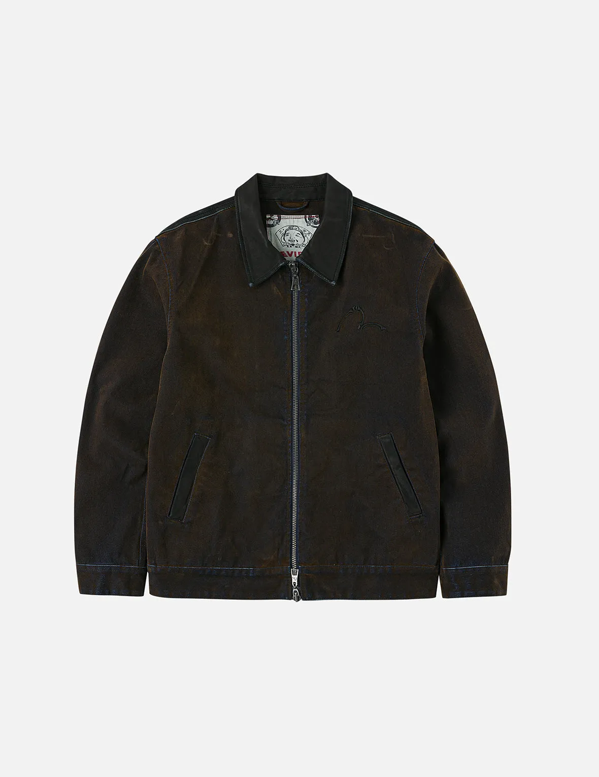 AllDaySoftness Sun Protection Fabric Skull and Logo Embroidery Fashion Fit Heavy Washed Denim Jacket