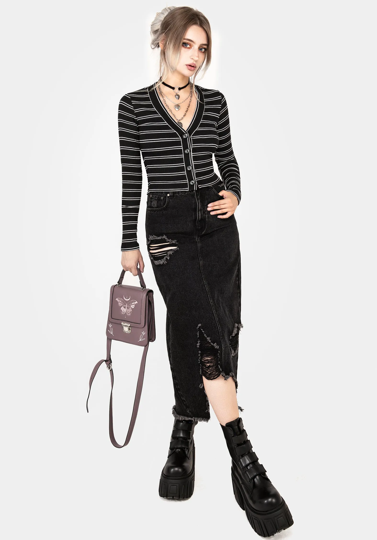 Slash Cropped Cardi Layered Collar Option Soft touch finish