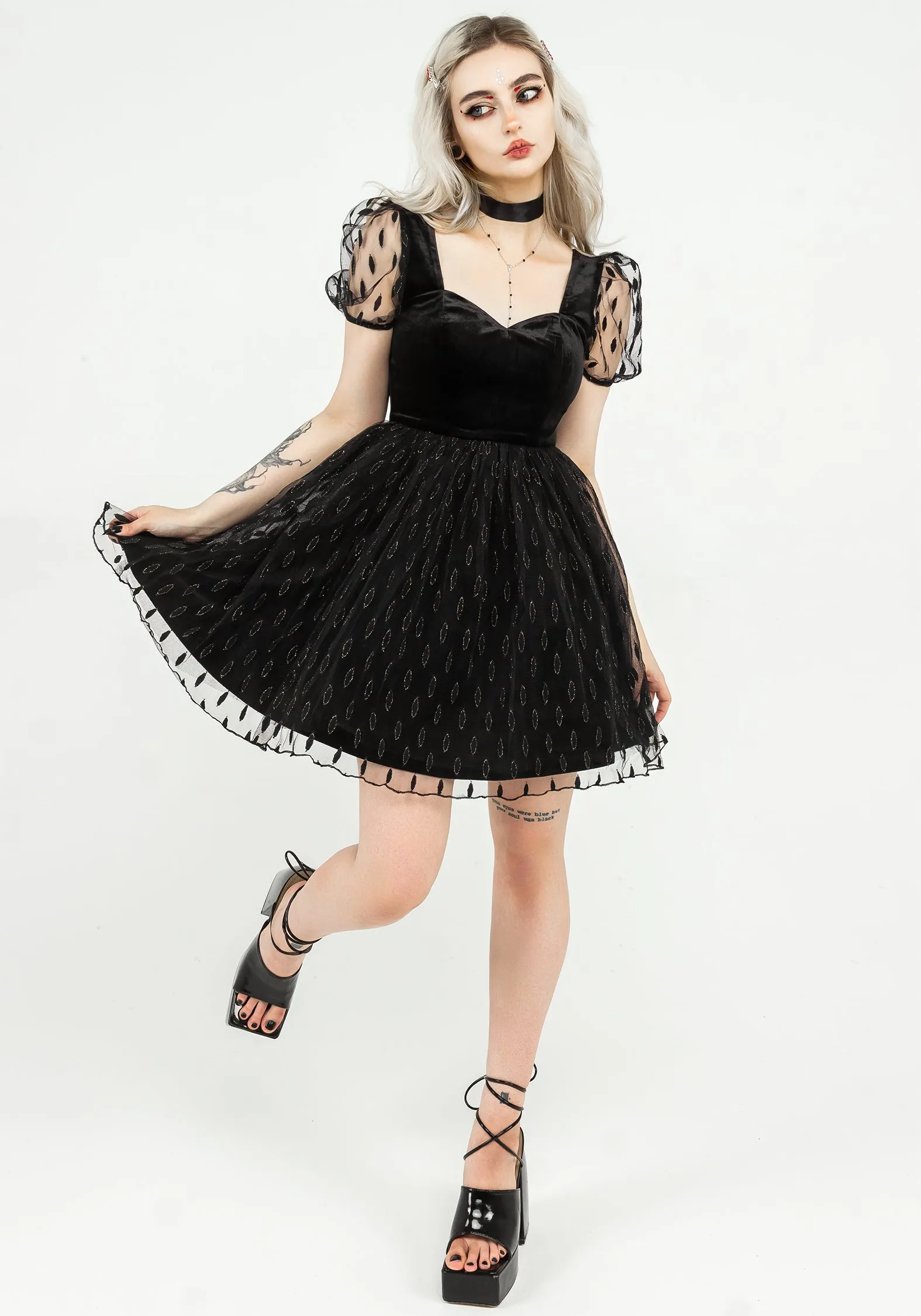 Ellipse Embroidered Tulle Puff Mini Dress Fitted Style Urban Ease