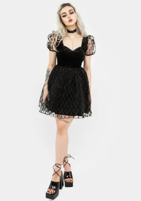 Walk Easy Autumn Look Ellipse Embroidered Tulle Puff Mini Dress