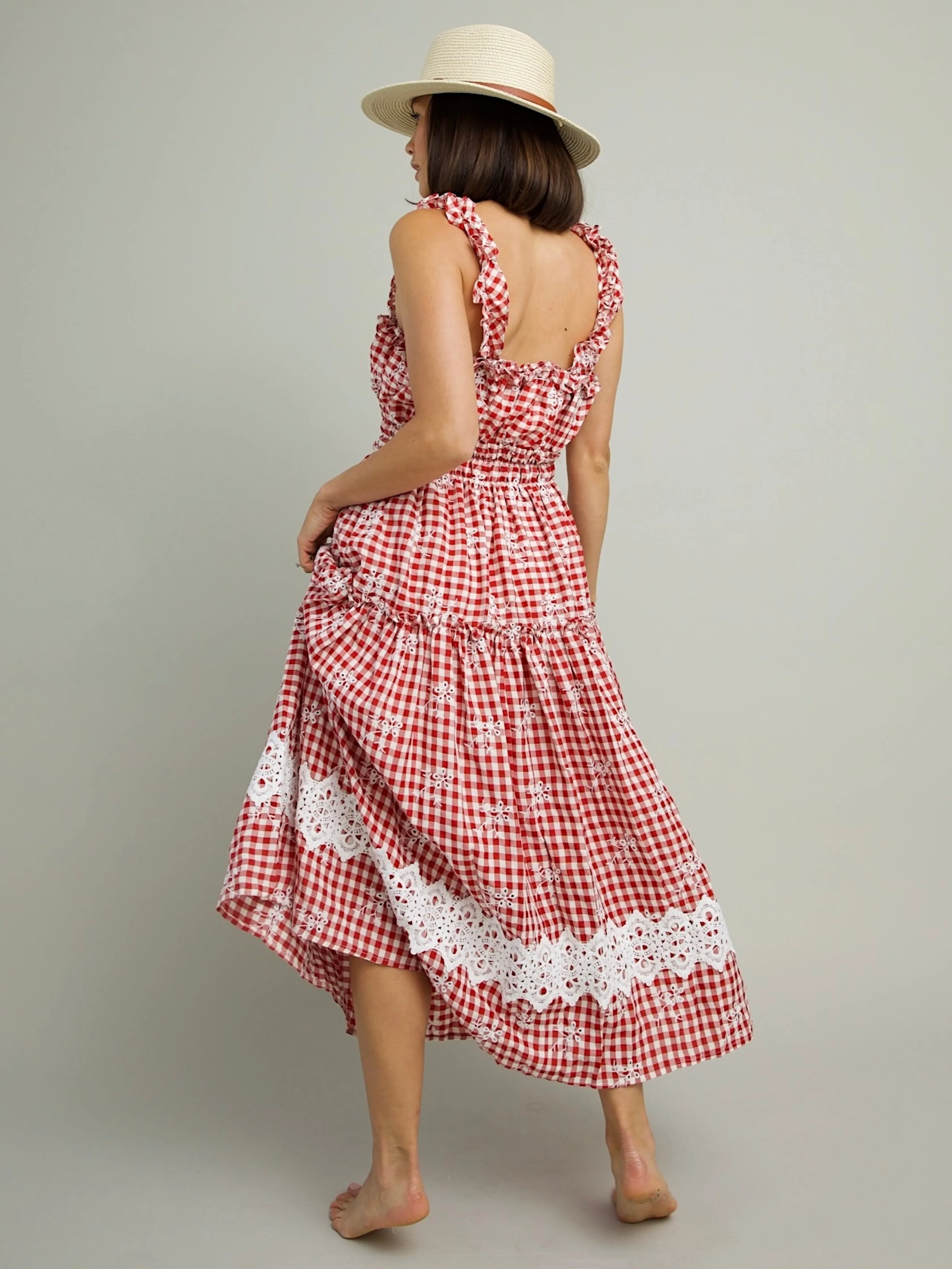 Picnic Plaid Dress Natural Aesthetic Feather Light